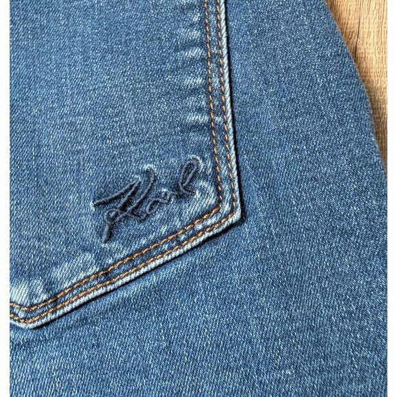 Karl Lagerfeld Blue Jeans Size 6 Straight Leg Whiskered Stretch Designer Women's - Picture 5 of 10